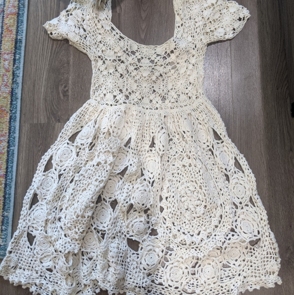 RARE Anthro Hand-Crochet Mini Dress - Picture 4 of 6